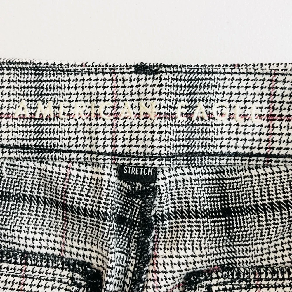 American Eagle Stretch Super High Rise Skinny Trousers 6 Black/White Pockets